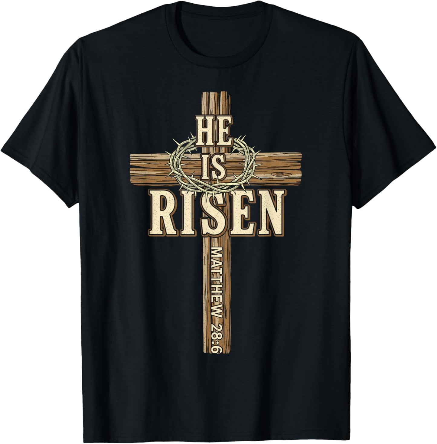 Easter Cross He is Risen Jesus Christian Men Women Boys Kids T-Shirt - T-Shirt | Black