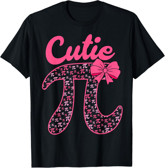 Cutie Pi Day Cute Pi Symbol Math Teachers Women Girls Kids T-Shirt T-Shirt - T-Shirt | Black