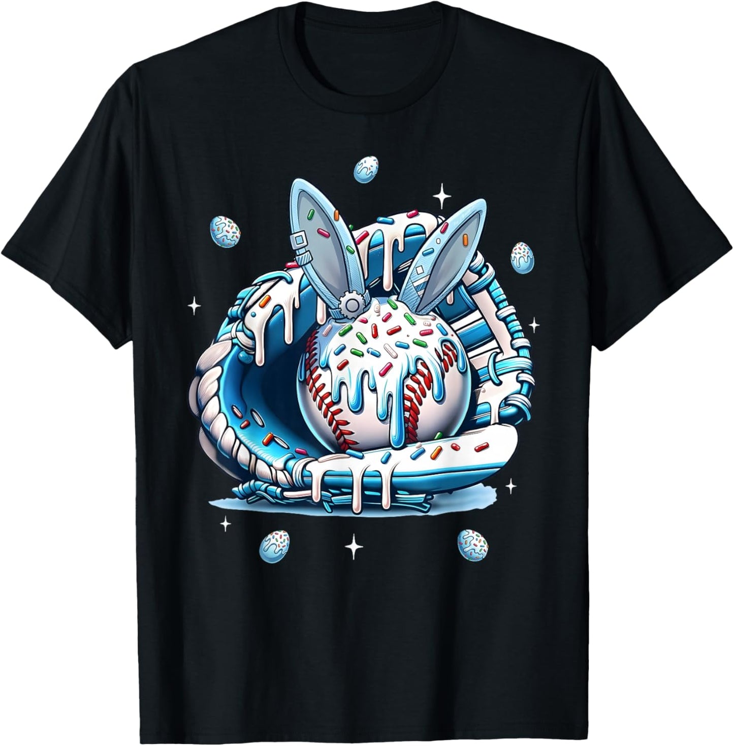 Happy Easter Baseball Player Bunny Sports Boys Kids Girls T-Shirt - T-Shirt | Black