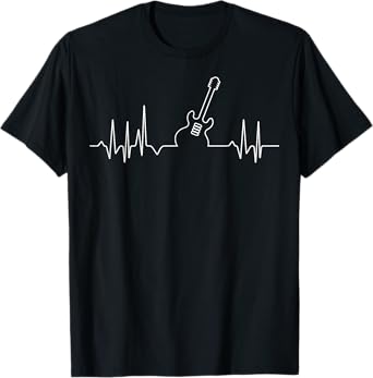 Awesome Music Gifts Apparel and Accessories Heart Pulse, EGK and Heartbeat with Guitar T-Shirt