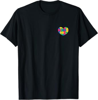 Heart Pocket Puzzle Piece Autism Awareness T-Shirt