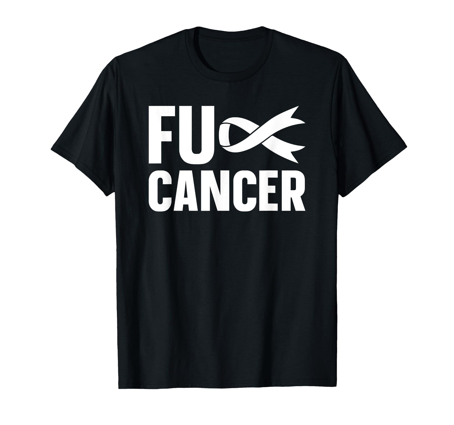FUCK CANCER Lung Cancer Awareness White Ribbon T-Shirt