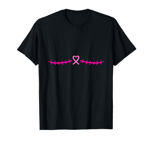 Double Mastectomy Breast Cancer Survivor Pink Ribbon T-Shirt