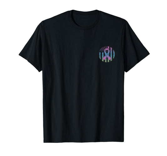 Distressed American Flag Pocket Metastatic Breast Cancer Awa T-Shirt for Women Men