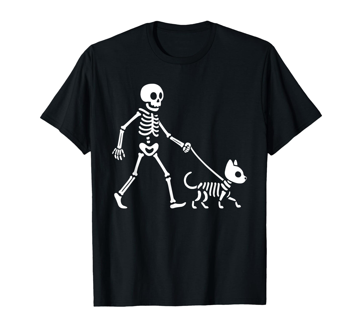 Happy Halloween Funny Skeleton Walking Cat Spooky Season T-Shirt