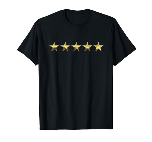 5 Gold Stars Graphic for Teachers and Achieving Top Pupils T-Shirt