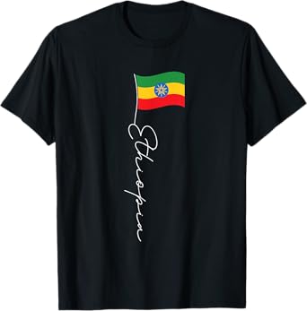 Ethiopia Signature Flag Pole - Patriotic Ethiopian Flag T-Shirt