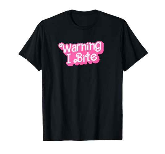 Warning I Bite T-Shirt, Small, Black