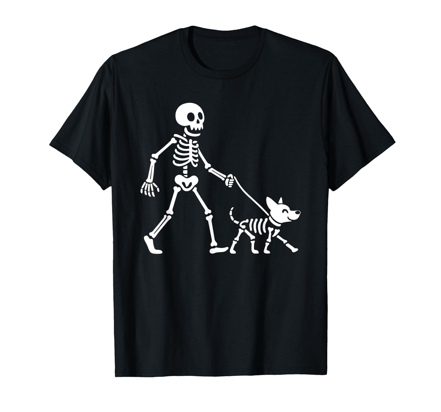 Happy Halloween Funny Skeleton Walking Dog Spooky Season T-Shirt