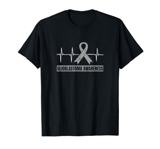 Glioblastoma Awareness Design Heartbeat ECG Gift T-Shirt