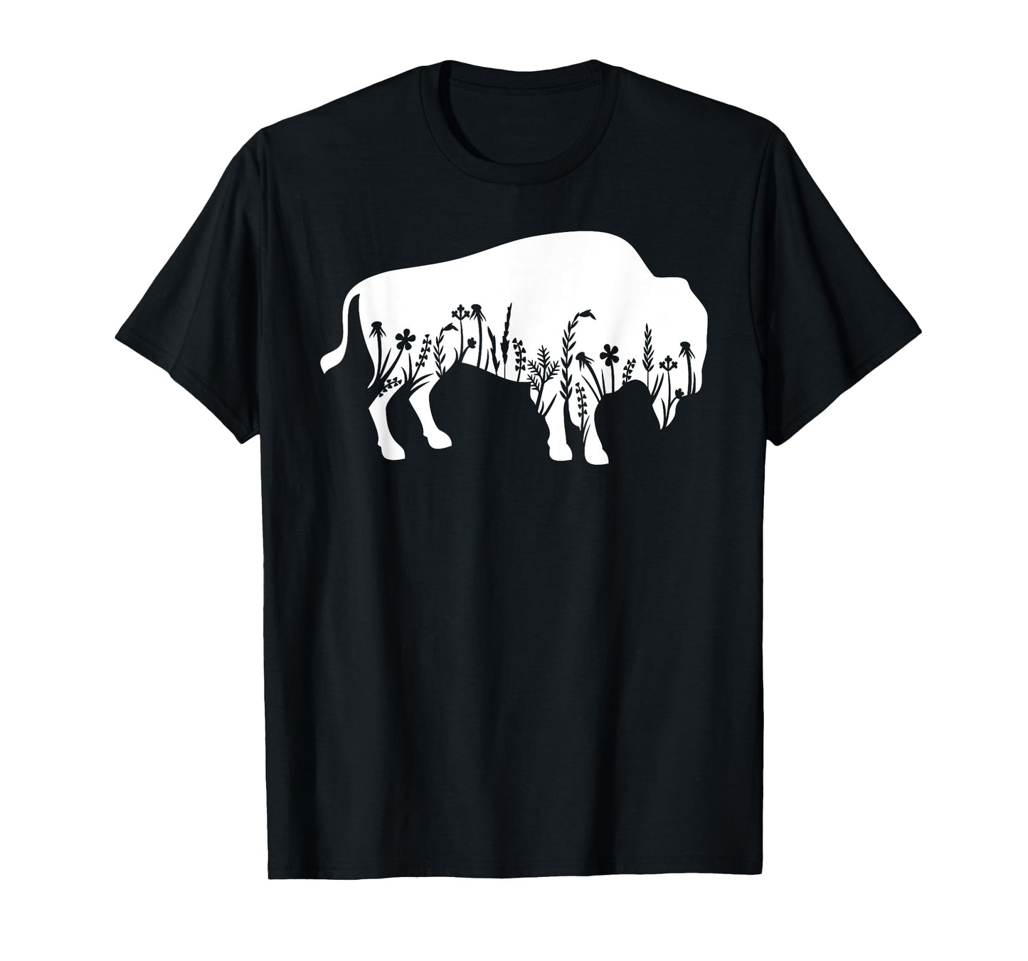 Buffalo Flower American Bison Tee Animal Silhouette T-Shirt