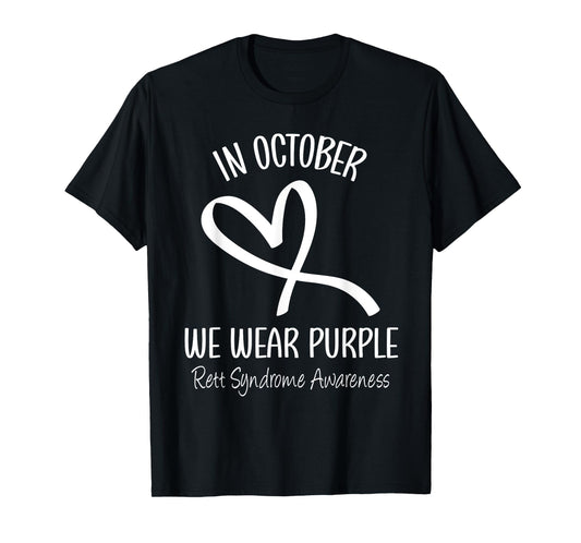 Heart In October We Wear Purple Rett Syndrome Awareness T-Shirt