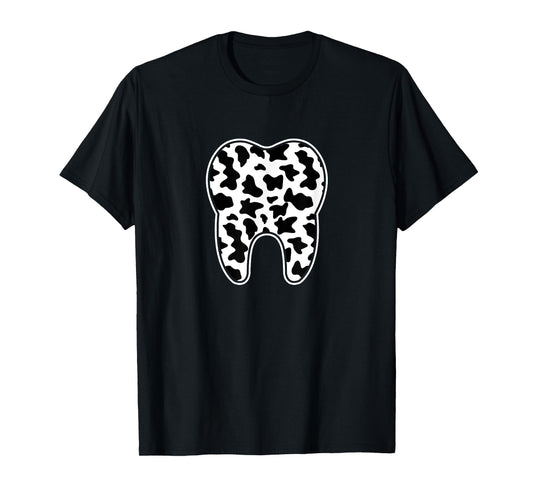Cute Tooth Cow Print Dentist Dental hygienist For Men Women T-Shirt