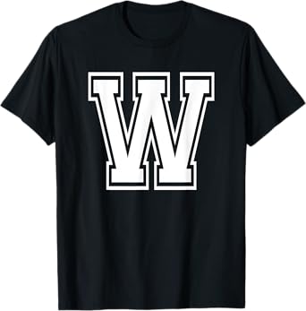 Letter W Name Initial Varsity Alphabet Monogram T-Shirt