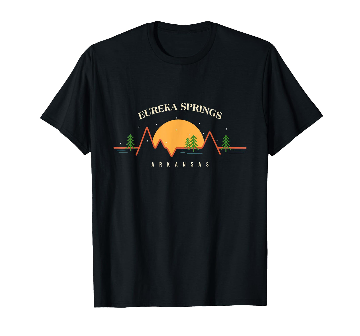Minimal Sunset Mountains Pine Tree Eureka Springs Arkansas T-Shirt