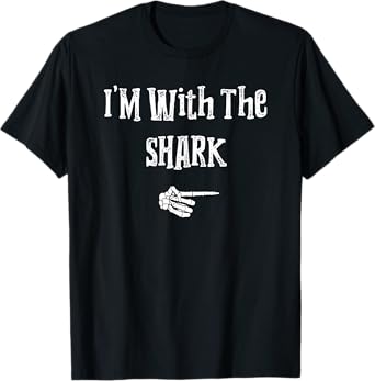 I'm With Shark Halloween Costume Funny Couples Matching T-Shirt