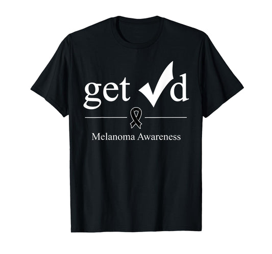 Melanoma TShirt Black Awareness Ribbon Tee Get Checked T-Shirt