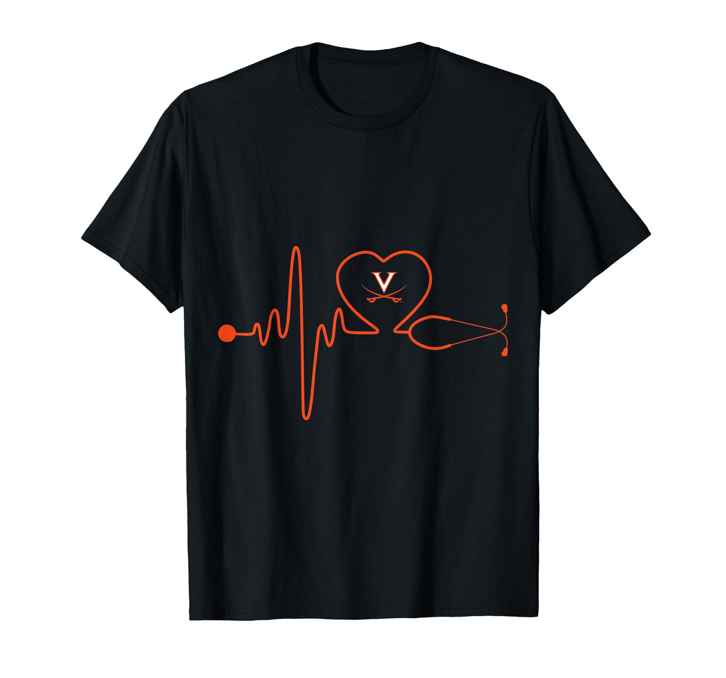 Virginia Cavaliers Nurse Stethoscope Heartbeat T-Shirt