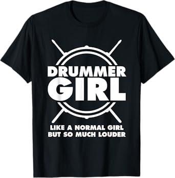 Funny Drummer Art For Girls Women Drumming Drum Set Drummer T-Shirt