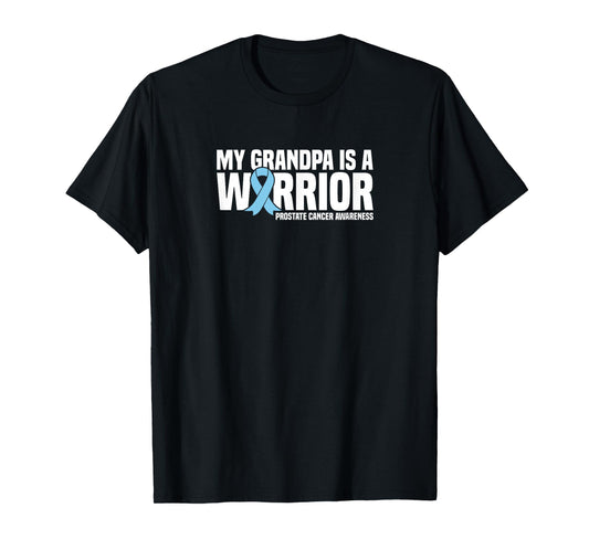 Grandpa is a Warrior Blue Ribbon Prostate Cancer Awareness T-Shirt