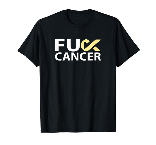 Fuck Bone Cancer F U FU Yellow Ribbon Cancer Awareness T-Shirt