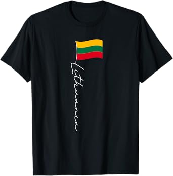 Lithuania Signature Flag Pole White - Lithuanian Flag T-Shirt