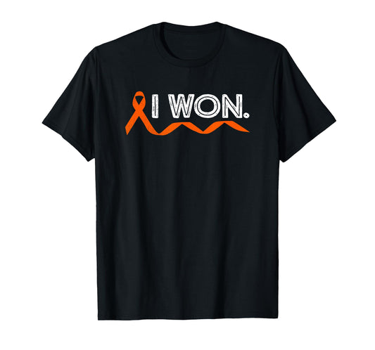 SHIRTSIDE Leukemia Cancer I Won Orange Ribbon Awareness Warriors T-Shirt