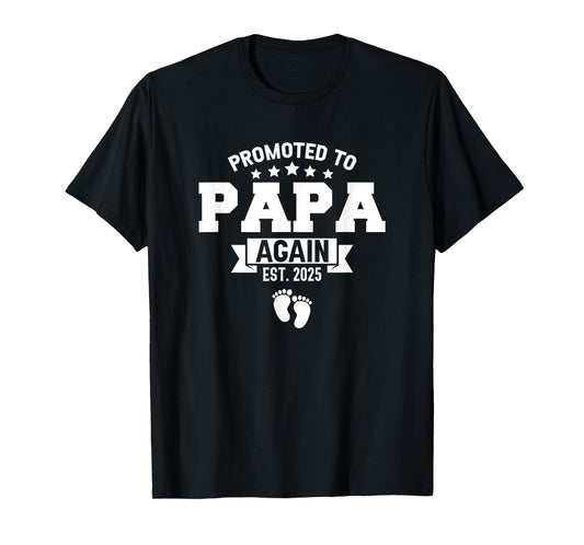 Promoted To Papa Again 2025 Funny Pregnancy Announcement T-Shirt