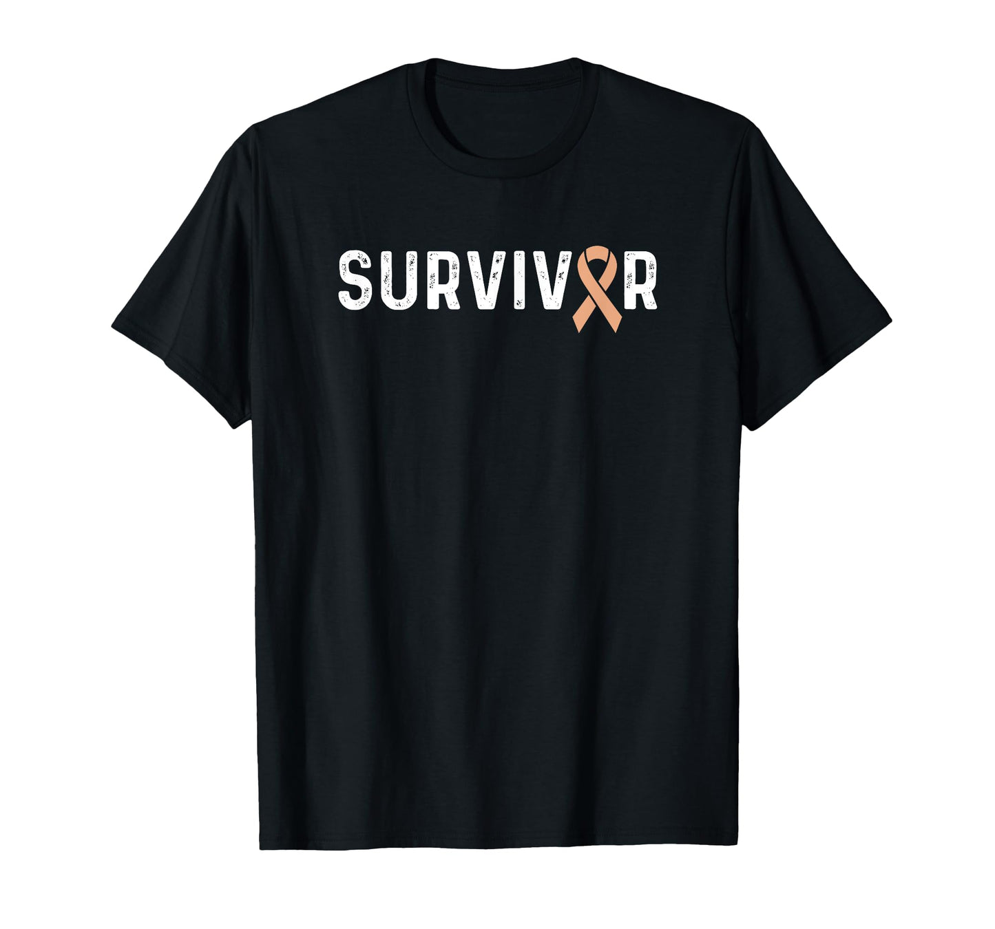 Uterine Cancer Awareness Peach Ribbon Survivor Remission T-Shirt
