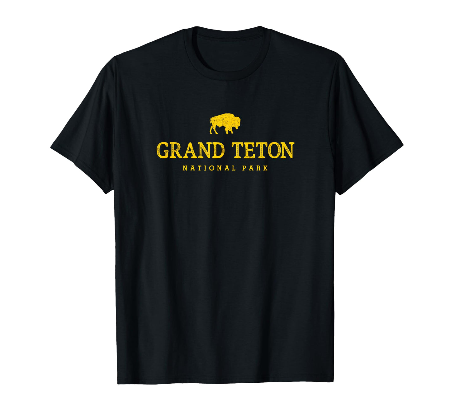 Grand Teton National Park Bison Vintage Mens Hiking Souvenir T-Shirt