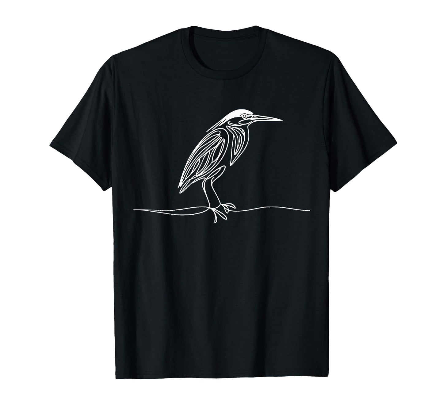 Line Art Bird Ornithologist Green Heron T-Shirt