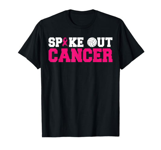 Spike Out Cancer Pink Ribbon Volleyball Breast Cancer T-Shirt