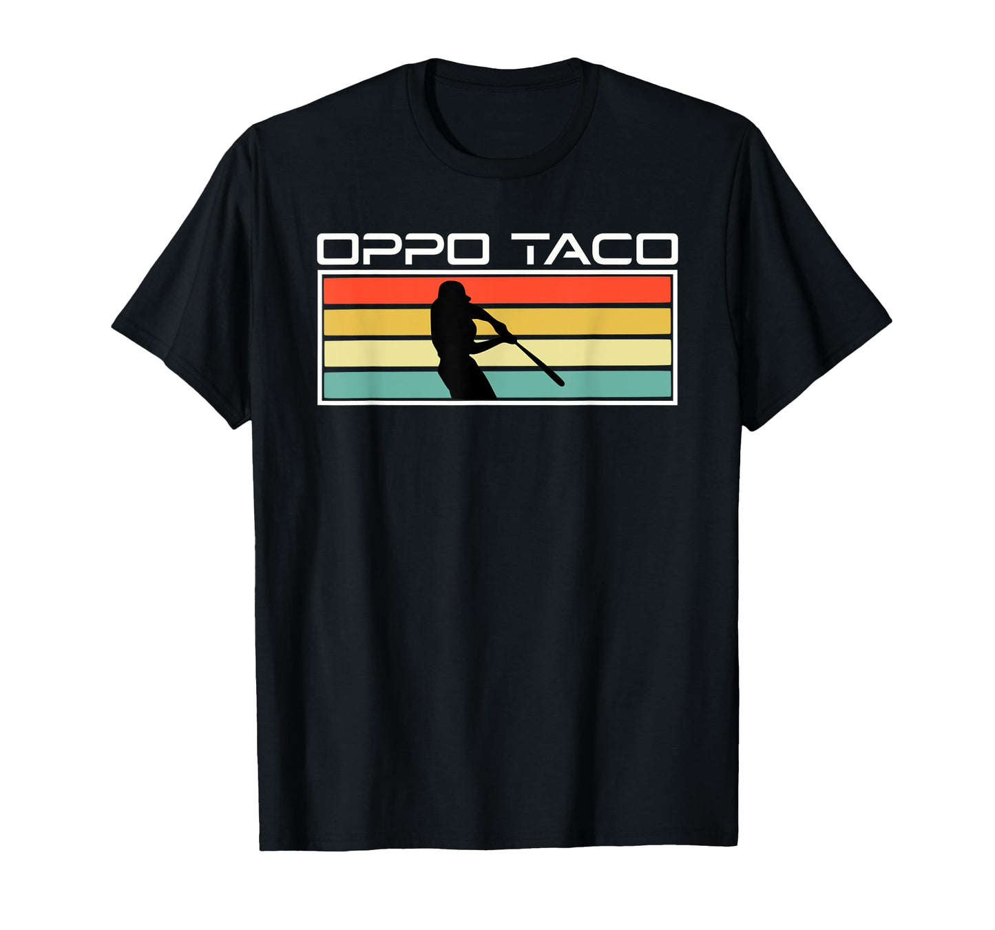 Funny Baseball Oppo Taco Retro Sunset Batter T-Shirt