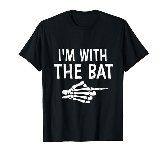 I'm With The Bat Funny Matching Couple Halloween Costume T-Shirt