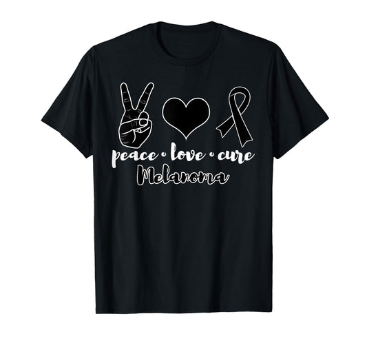 Peace Love Cure Melanoma Awareness Family Warrior T-Shirt