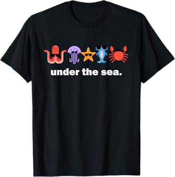 Sea Animals Sunglasses Octopus Shark Crab Star Fish T-Shirt