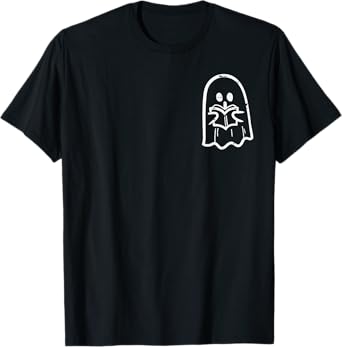 Ghost Reading Book Pocket Halloween Costume Bookworm Teacher T-Shirt for Men Women Kids