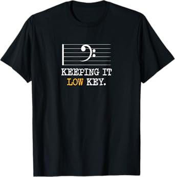 Retro Bass Clef Music Keeping It Low Key Funny Musician T-Shirt