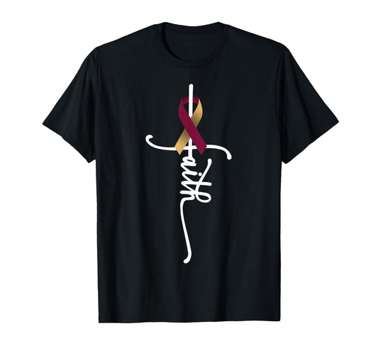 Head And Neck Cancer Faith Cancer Awareness Support Ribbon T-Shirt