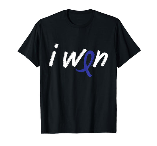 Cancer Warriors Tees co Rectal Cancer Awareness I Won Fighter T-Shirt - Black, Unisex-Adults, Short Sleeve, T-Shirt, Cancer Awareness T-Shirt