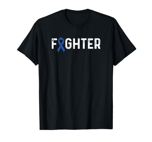 Colon Cancer Awareness Blue Ribbon Fighter T-Shirt