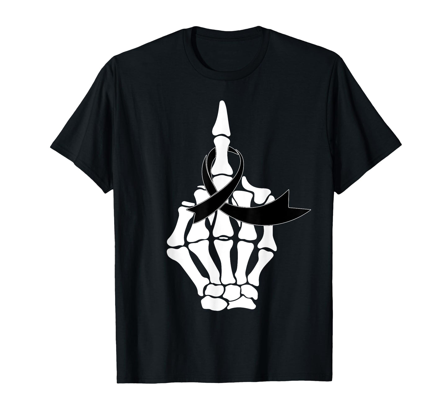 Fuck Skin Cancer Awareness Middle Finger Black Ribbon T-Shirt