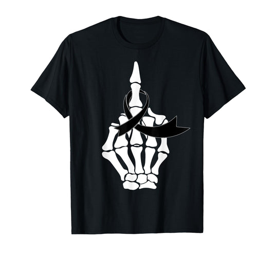 Fuck Skin Cancer Awareness Middle Finger Black Ribbon T-Shirt