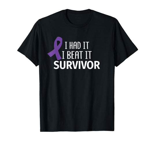 Pancreatic Cancer I Had It I Beat It Survivor Purple Ribbon T-Shirt