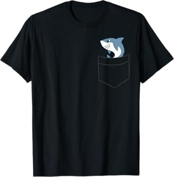 Shark In a Pocket Cute Pocket Shark T-Shirt