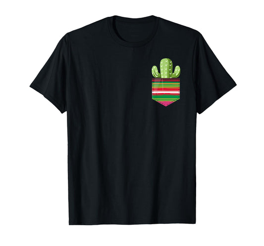 Cute Cactus Blanket Pocket Serape Dia de los Muertos Mexican T-Shirt