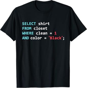 Programmer SQL Query Geek Database Coding T-Shirt