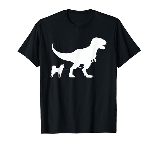 T-Rex Walking a Dog Funny Alaskan Klee Kai Dad Dog Lovers Men Women Kids T-Shirt