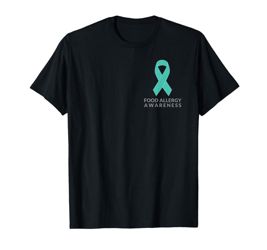 Teal Ribbon Minimalist Tee Shirt Food Allergy Awareness T-Shirt