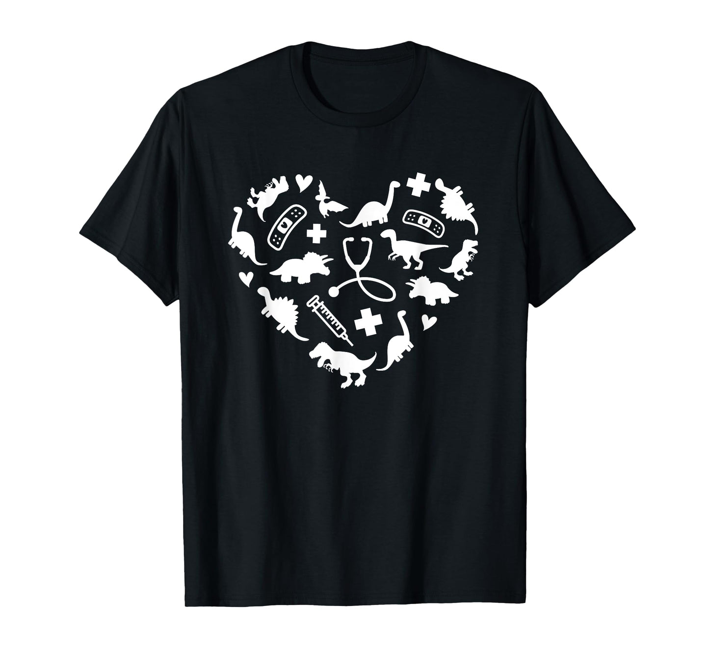 Pediatric Nurse Heart Cute Dinosaur Pediatric Physical Peds T-Shirt